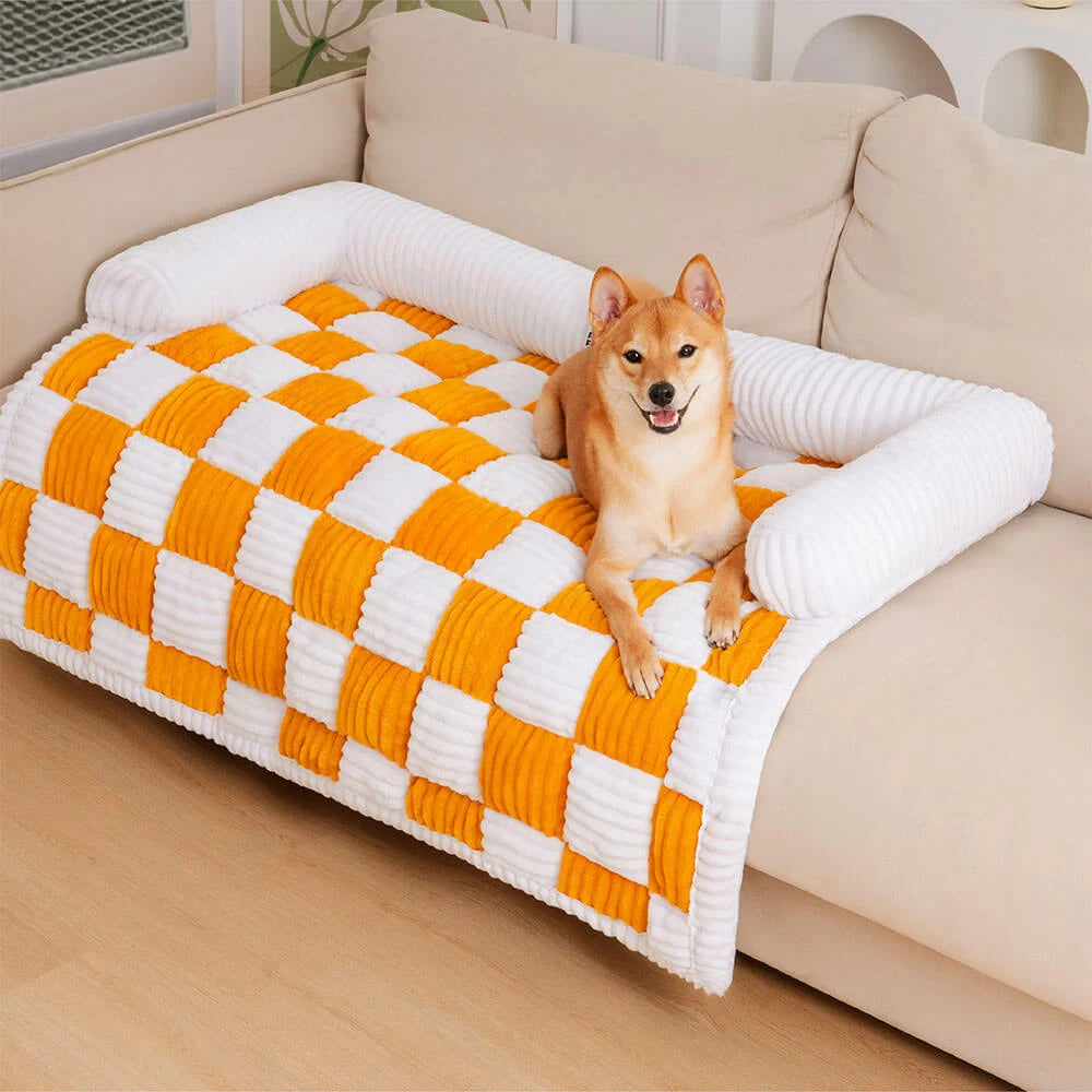 PawPlush Plaid™ Dog Furniture Cover Bed