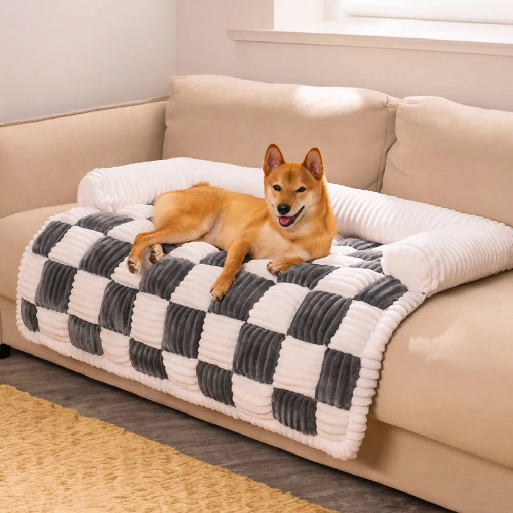 PawPlush Plaid™ Dog Furniture Cover Bed