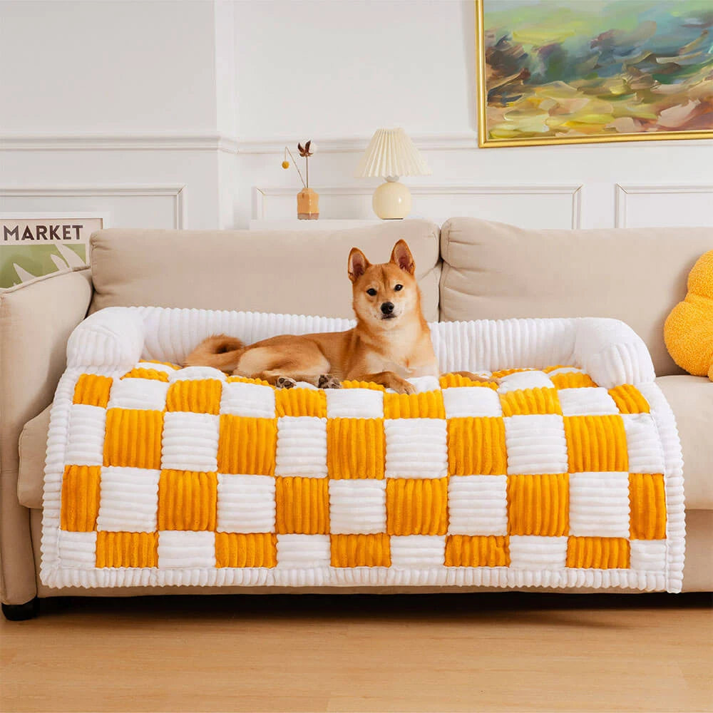 PawPlush Plaid™ Dog Furniture Cover Bed